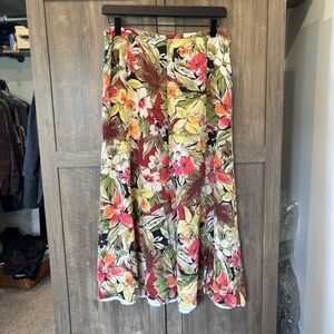 Talbots Vintage Silk MIDI Skirt size 12 Floral lined